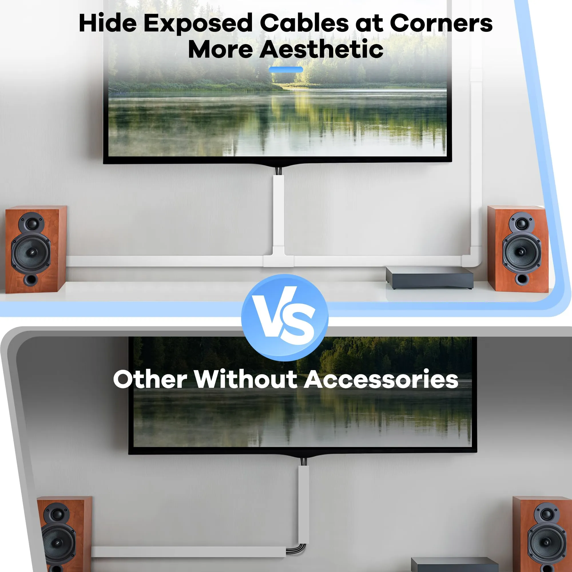 126in Cord Hider Kit, ZhiYo Cord Covers for Wall Mounted TV, Paintable Wire Cover for Cords, TV Cable Hider Wall Kit, Wall Cord Concealer, Cable Cover Wall Wire Management, 8xL15.7in W0.95in H0.55in