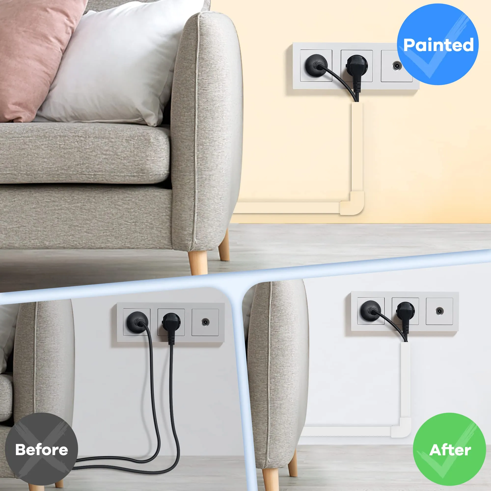 126in Cord Hider Kit, ZhiYo Cord Covers for Wall Mounted TV, Paintable Wire Cover for Cords, TV Cable Hider Wall Kit, Wall Cord Concealer, Cable Cover Wall Wire Management, 8xL15.7in W0.95in H0.55in