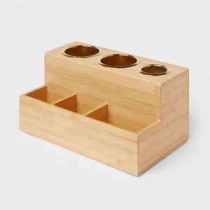 12" x 7" x 6" Bamboo Hair Tools Organizer with 5pc Magnets - Brightroom