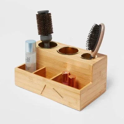 12" x 7" x 6" Bamboo Hair Tools Organizer with 5pc Magnets - Brightroom