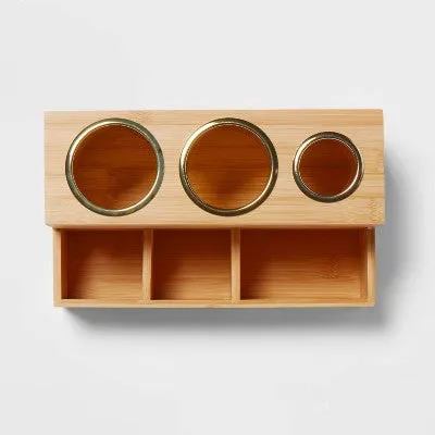 12" x 7" x 6" Bamboo Hair Tools Organizer with 5pc Magnets - Brightroom