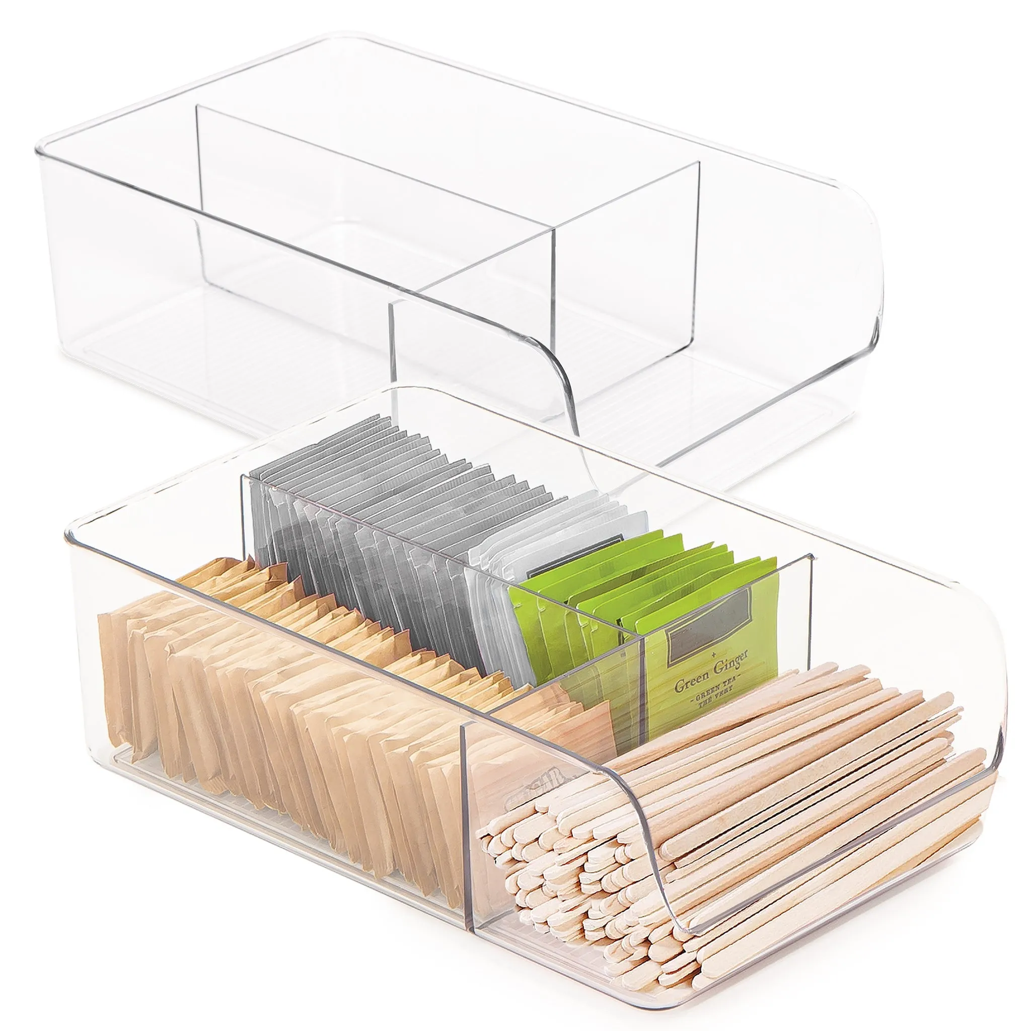 3-Compartment Clear Bin Organizer - Clear
