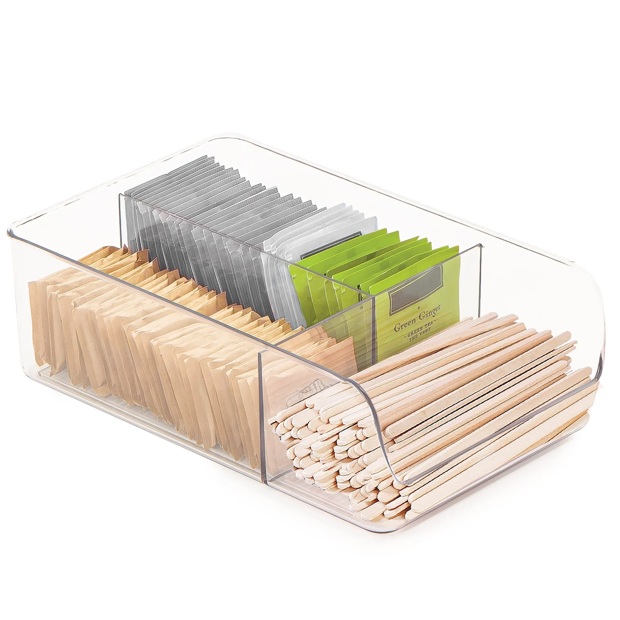 3-Compartment Clear Bin Organizer - Clear