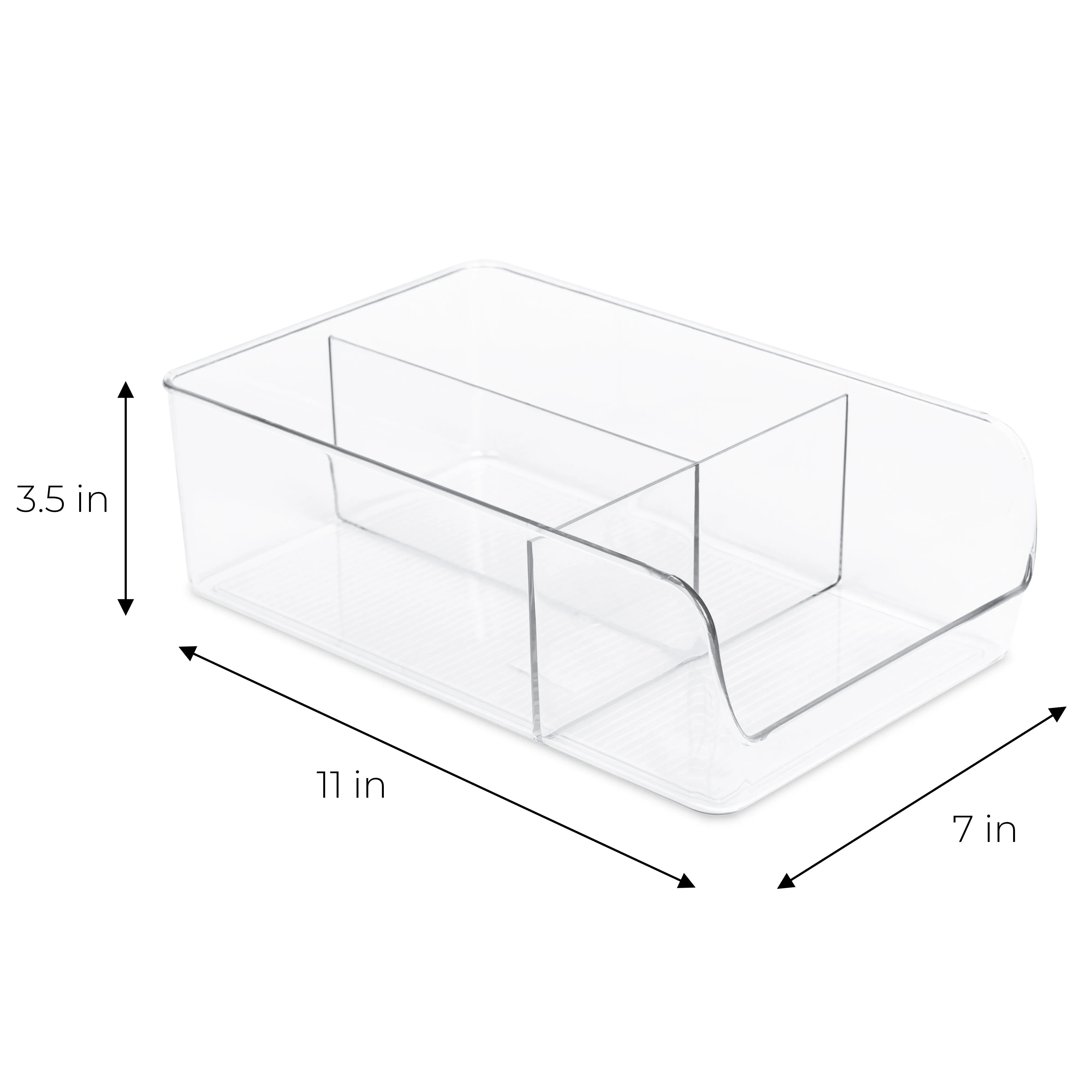 3-Compartment Clear Bin Organizer - Clear