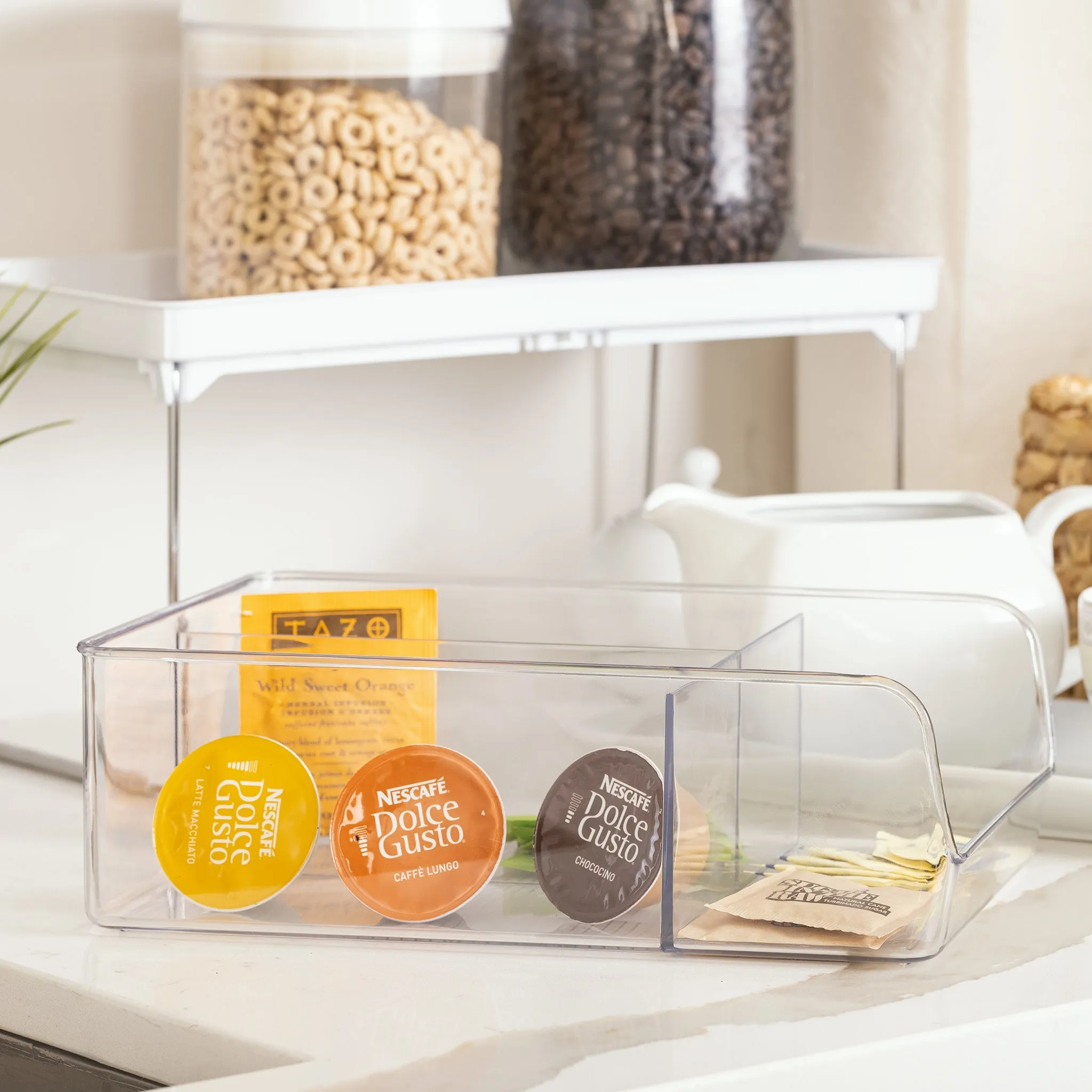3-Compartment Clear Bin Organizer - Clear