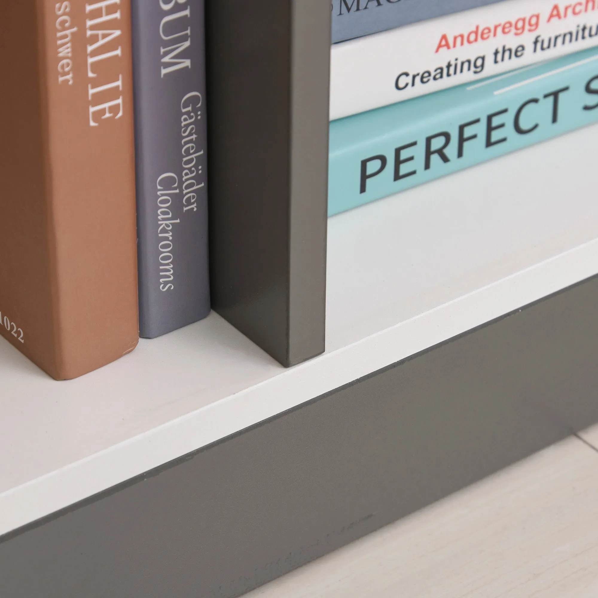 3-Tier Multifunctional Bookcase - Grey White