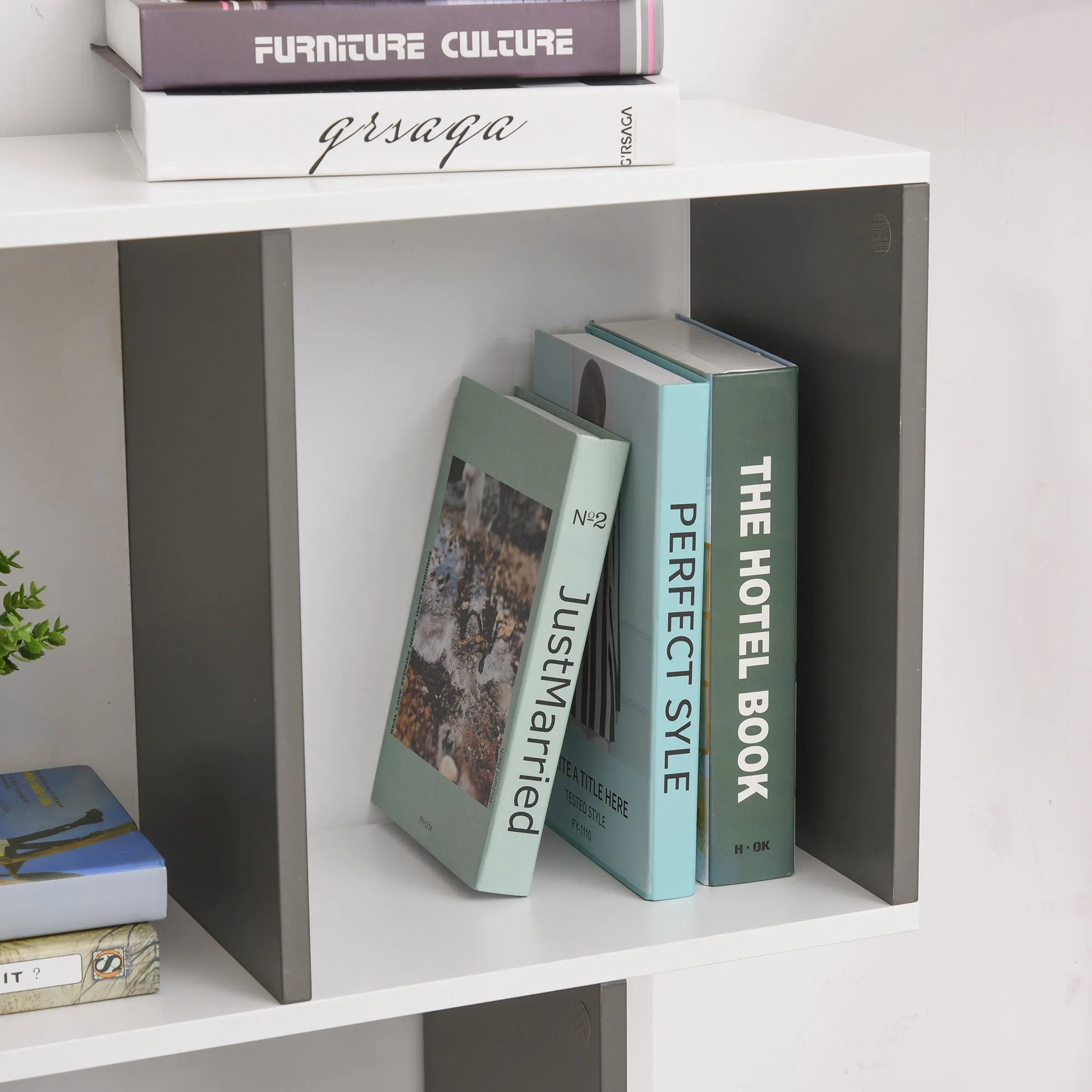 3-Tier Multifunctional Bookcase - Grey White