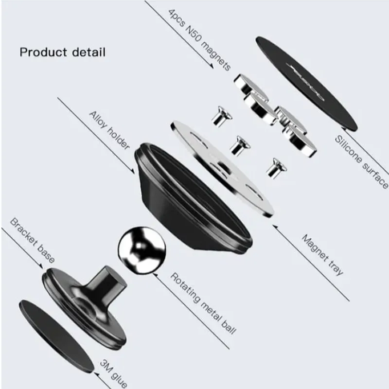 360° Angle Adjustable Mini Car Holder Mount Phone Holder Stand- As-50484