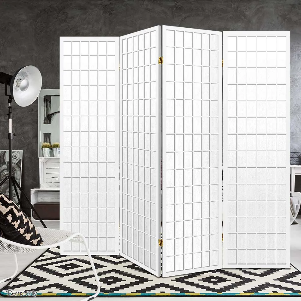 4 Panel Room Divider Screen | 174x179cm | White