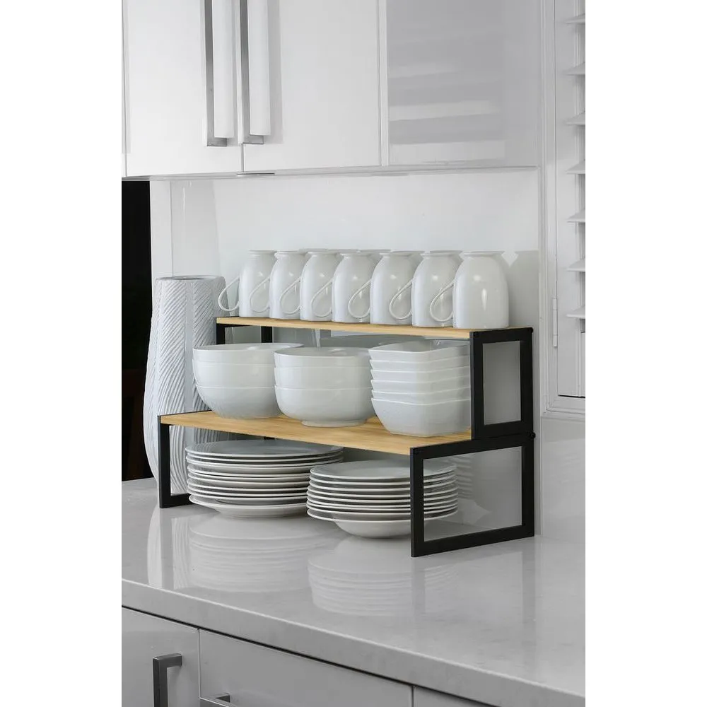 45cm Wide Bamboo Pantry Shelf Matte Black