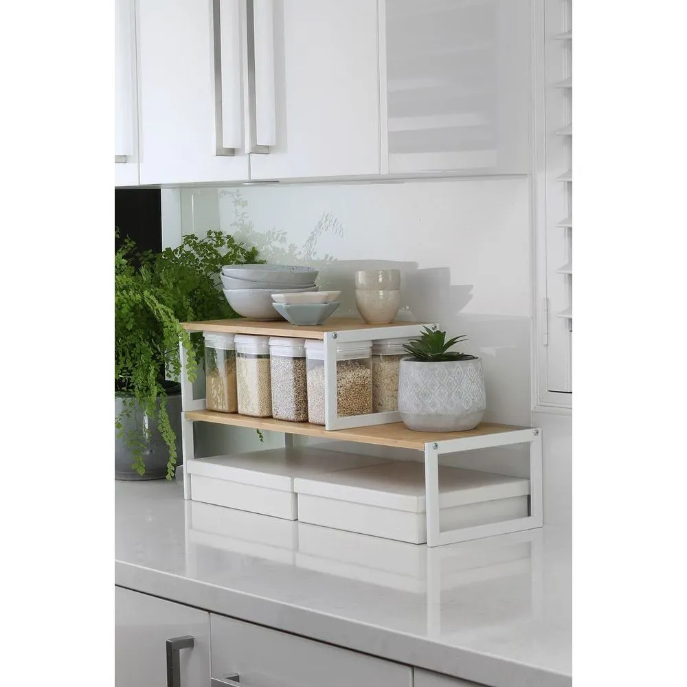 45cm Wide Bamboo Pantry Shelf White