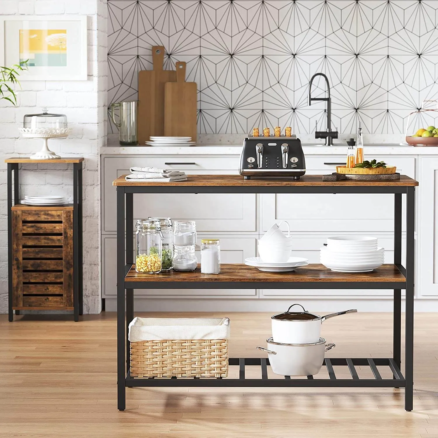 47" Kitchen Island with 3 Shelves