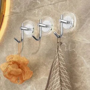 4pcs Strong Metal Wall Hooks With Transparent Acrylic Dividers, Luxury Decorative Silver & Golden Color