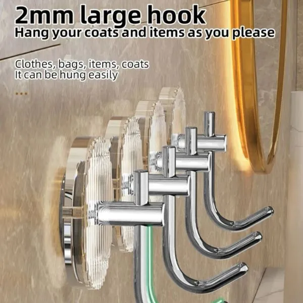 4pcs Strong Metal Wall Hooks With Transparent Acrylic Dividers, Luxury Decorative Silver & Golden Color