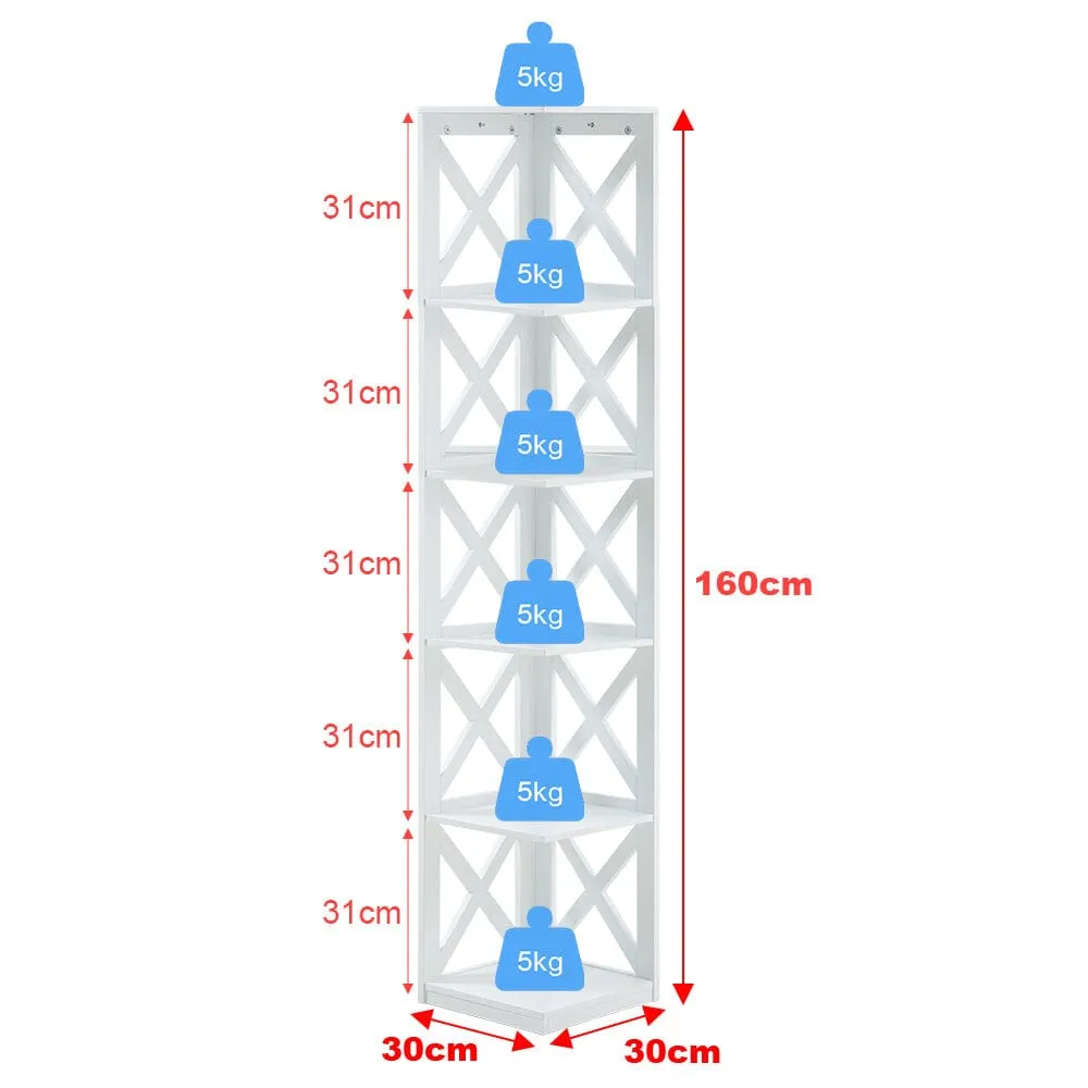 5 tier Rectangular Wooden Vertical Living Room Shelf