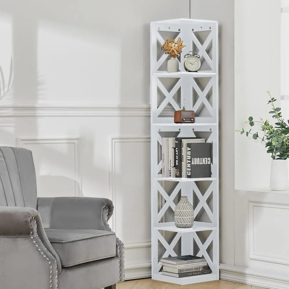 5 tier Rectangular Wooden Vertical Living Room Shelf