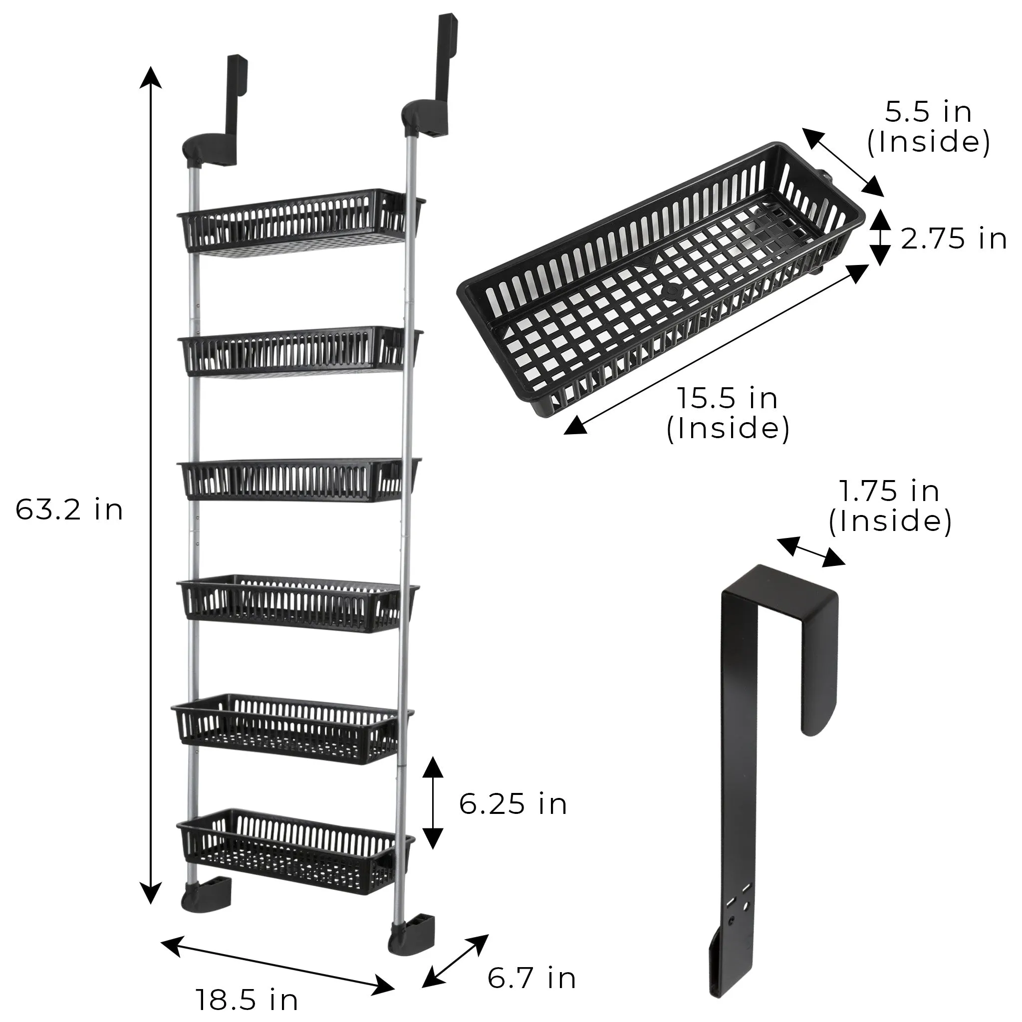 6-Tier Over The Door Pantry Organizer with 6 Full Baskets