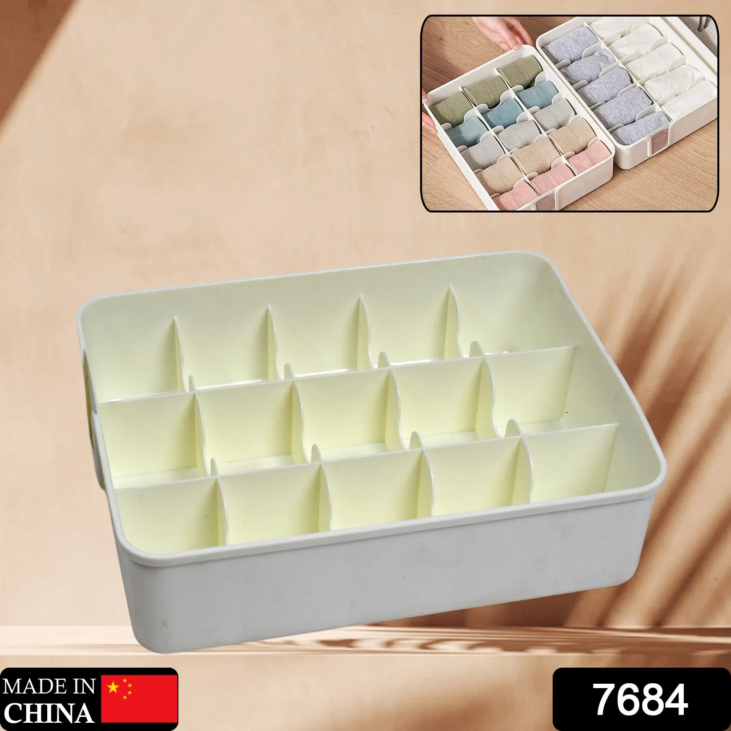 7684 Storage Box Multi-Compartment Socks Box Tie Box Drawer Storage Box Clothes Organizer