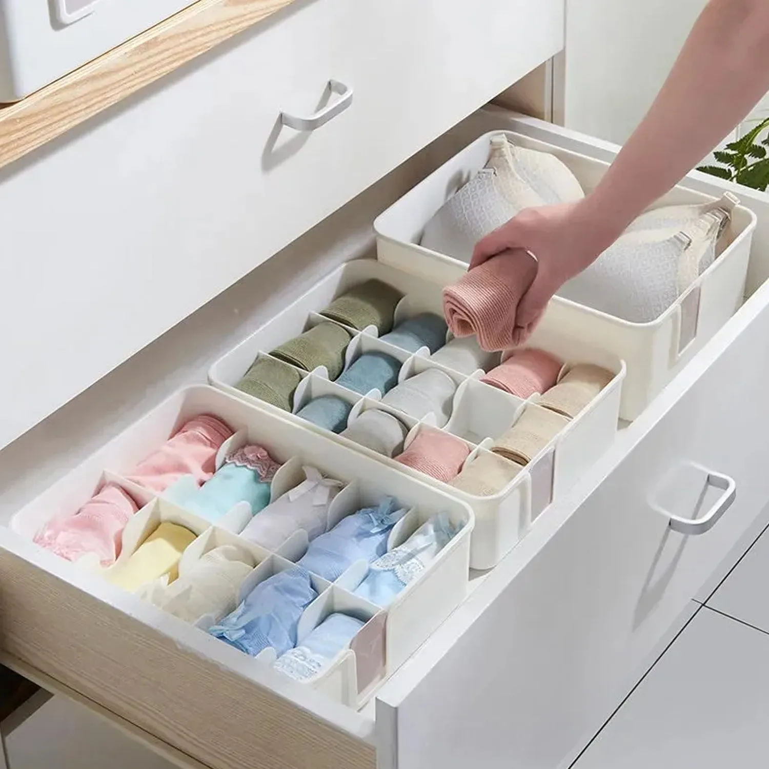 7684 Storage Box Multi-Compartment Socks Box Tie Box Drawer Storage Box Clothes Organizer