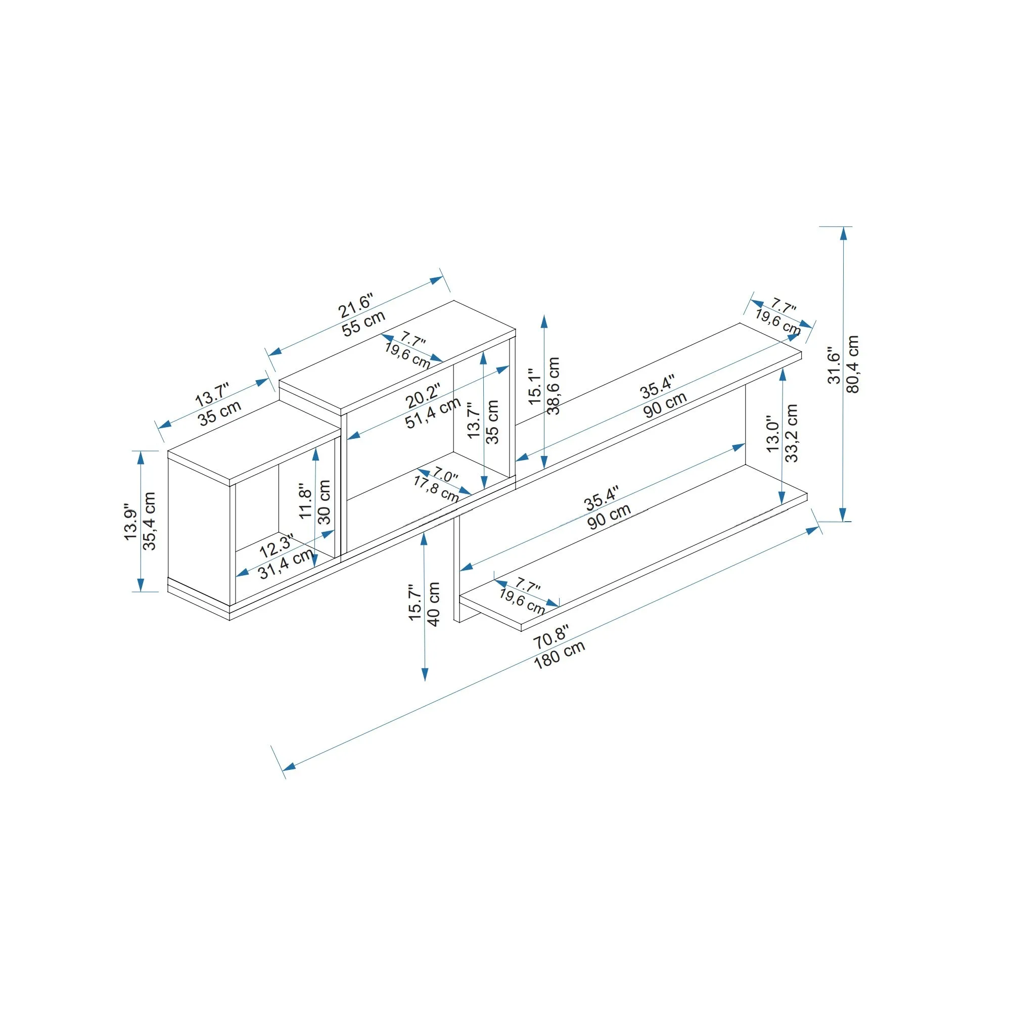 Achille Wall Mounted Shelving Unit