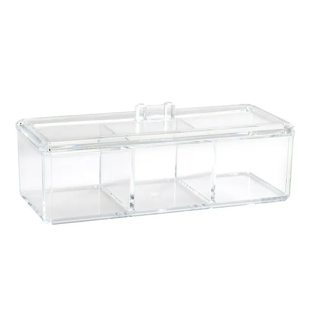 Acrylic Divided Storage Organizer Box with 3 Compartments/ Cosmetic Organizer