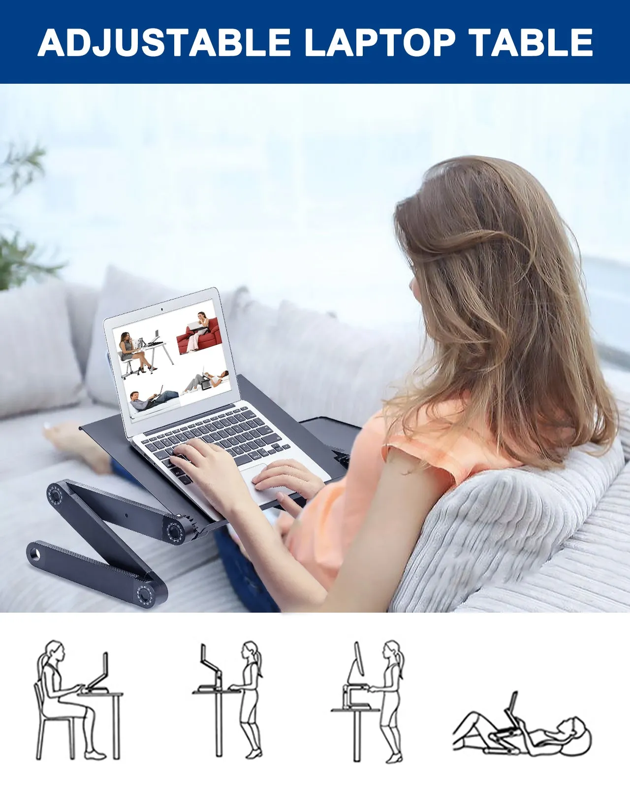Adjustable Laptop Stand, Office Table RAINBEAN Laptop Desk