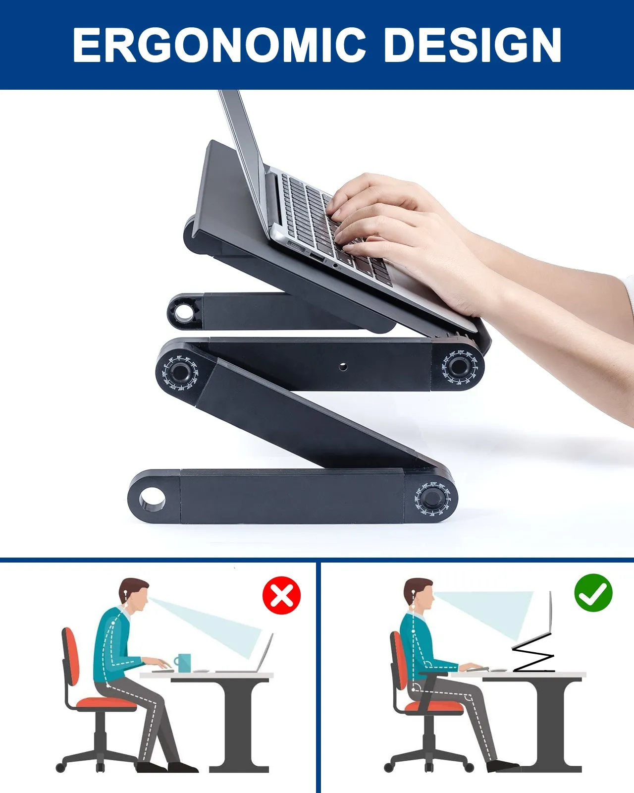 Adjustable Laptop Stand, Office Table RAINBEAN Laptop Desk