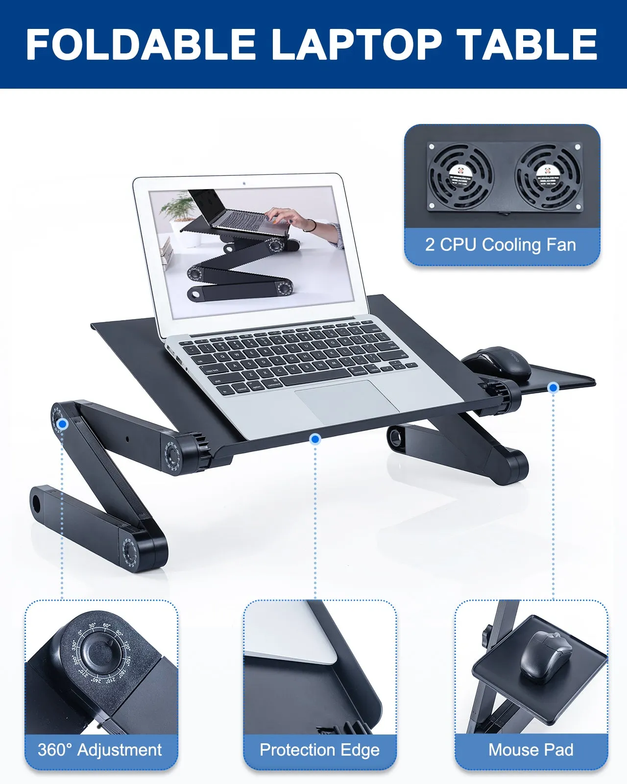 Adjustable Laptop Stand, Office Table RAINBEAN Laptop Desk
