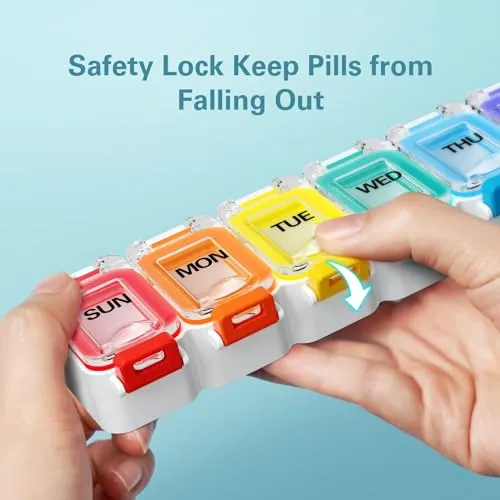 Anycoo Large Pill Organizer Weekly, Waterproof Pill Box 7 Day, BPA-Free Medicine Organizer, Large Compartment to Hold Vitamins, Supplements and Medicines