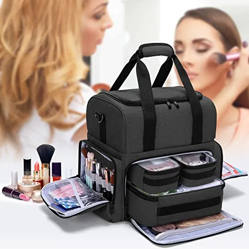 BAFASO Large Travel Makeup Bag with 3 Inner Removable Pouches
