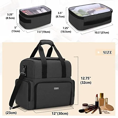 BAFASO Large Travel Makeup Bag with 3 Inner Removable Pouches