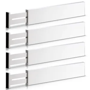 Bamboo Adjustable Drawer Dividers Organizers - Large Expandable Utensil Organizer Separators for Kitchen, Dresser, Bedroom, Baby Drawer, Bathroom & Office, Set of 4 (2.6 Tall, 13-17.5 Inch)