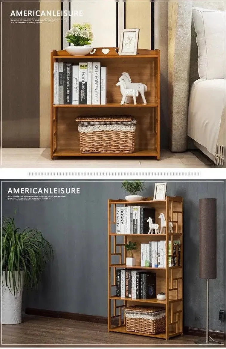 Bamboo Antique Style Cabinet Book Shelf Bookcase Storage Choice Elegant BBC01