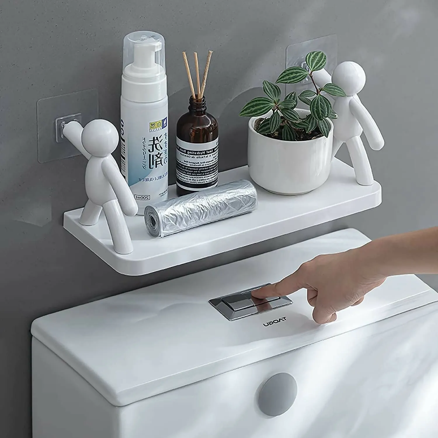 Bathroom Storage Hook Rack & Multipurpose Shelf (Pack of 1)
