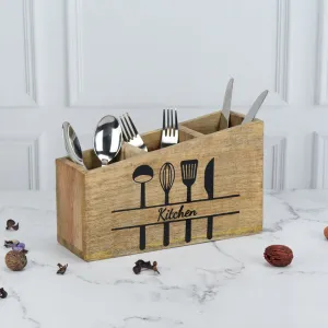 Bavya Wooden Cutlery Holder