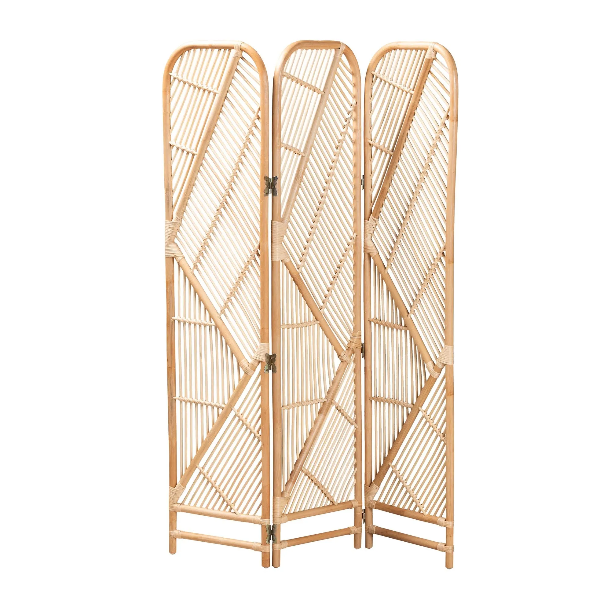 Baxton Studio bali & pari Firenze Modern Bohemian Natural Brown Rattan Room Divider