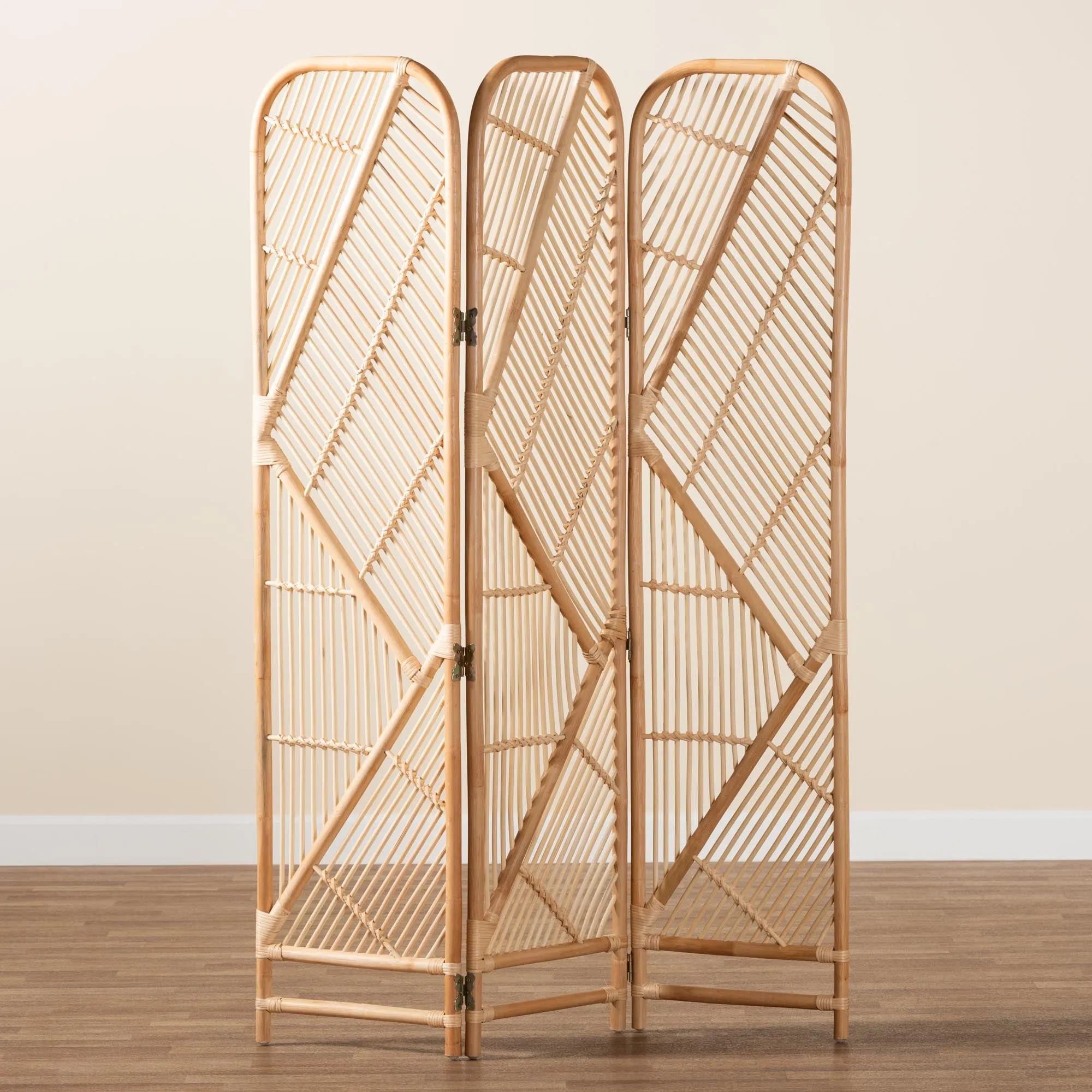 Baxton Studio bali & pari Firenze Modern Bohemian Natural Brown Rattan Room Divider