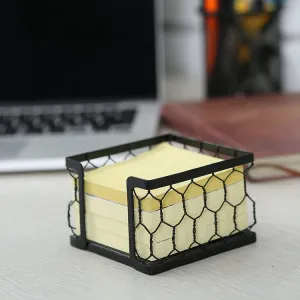 Black Metal Chicken Wire Mesh Sticky Note Dispenser, Office Memo Pad Holder
