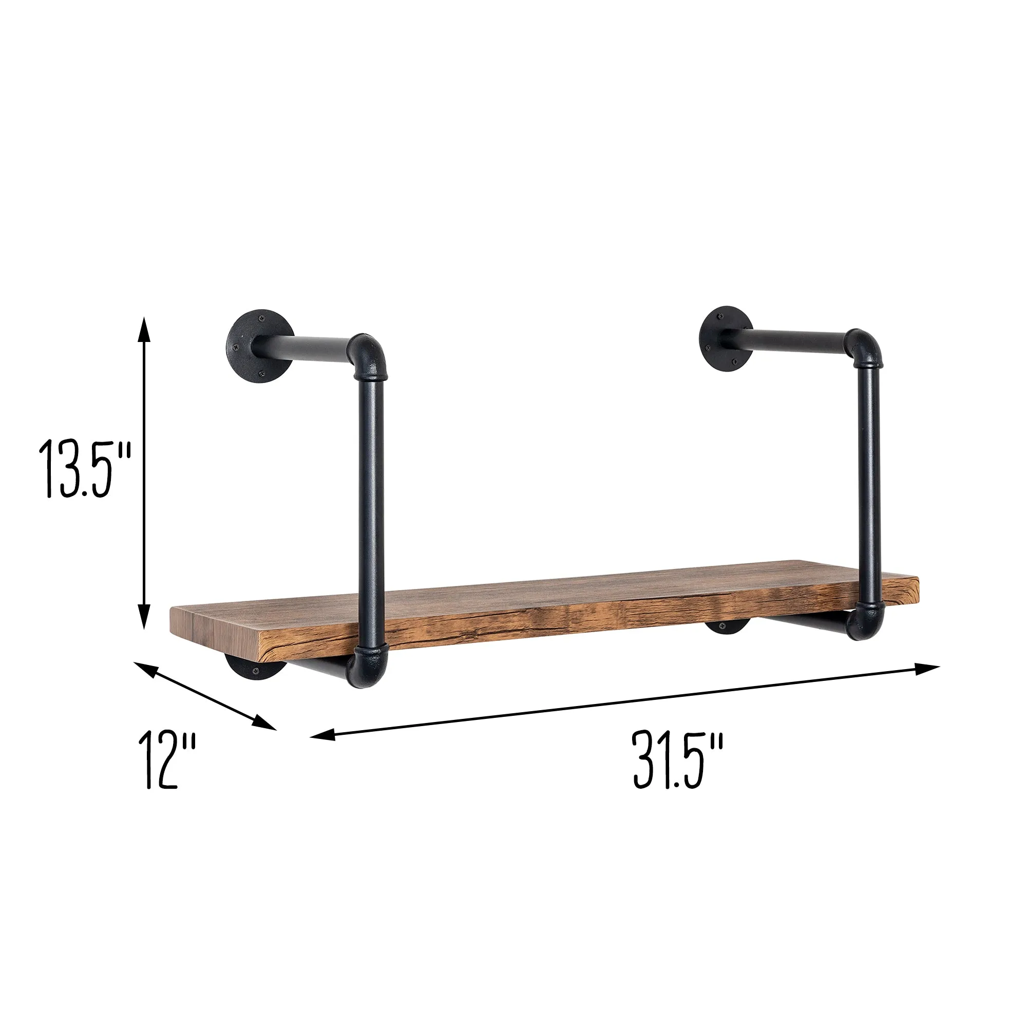 Black/Rustic Industrial Wall Shelf