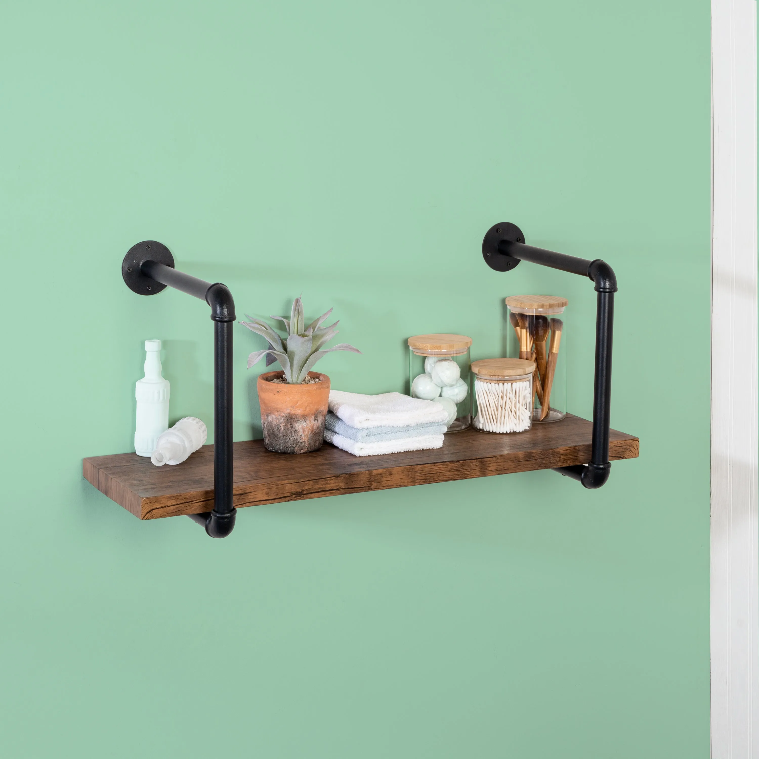 Black/Rustic Industrial Wall Shelf
