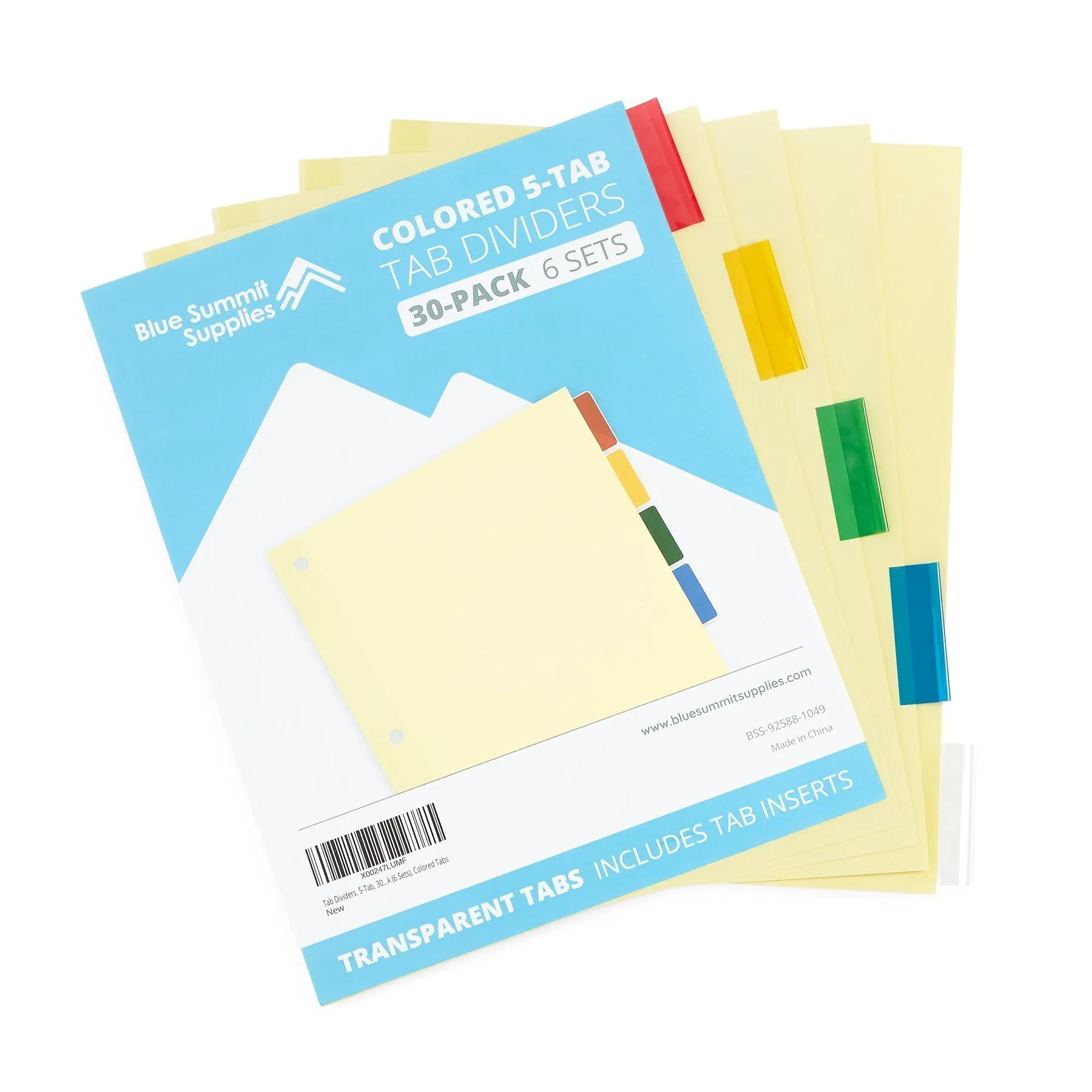 Blue Summit Supplies Tabbed Binder Dividers, 5-Tab, Manila, 30 Dividers