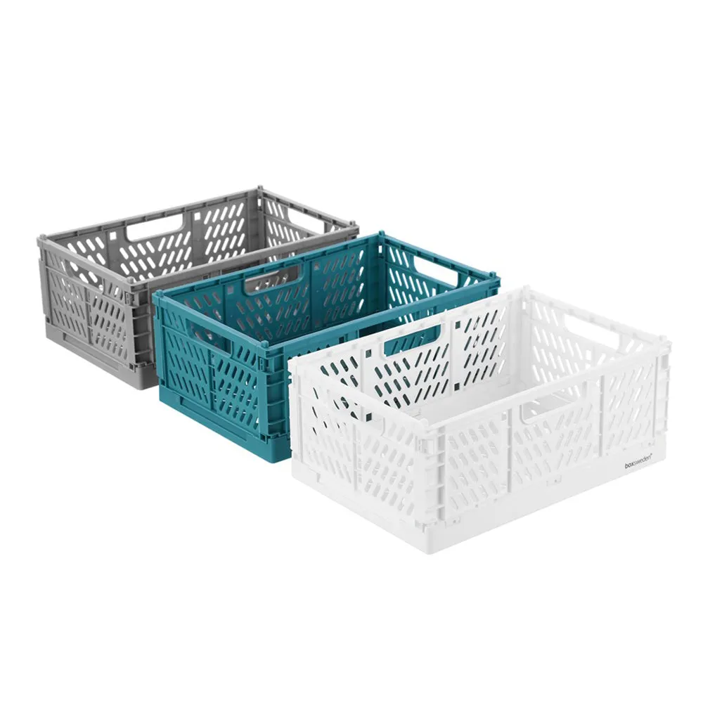 Boxsweden 6.3L FOLDAWAY STORAGE BASKET/ BOX CONTAINER ORGANISATION ASSORTED-GREY 2PC PACK