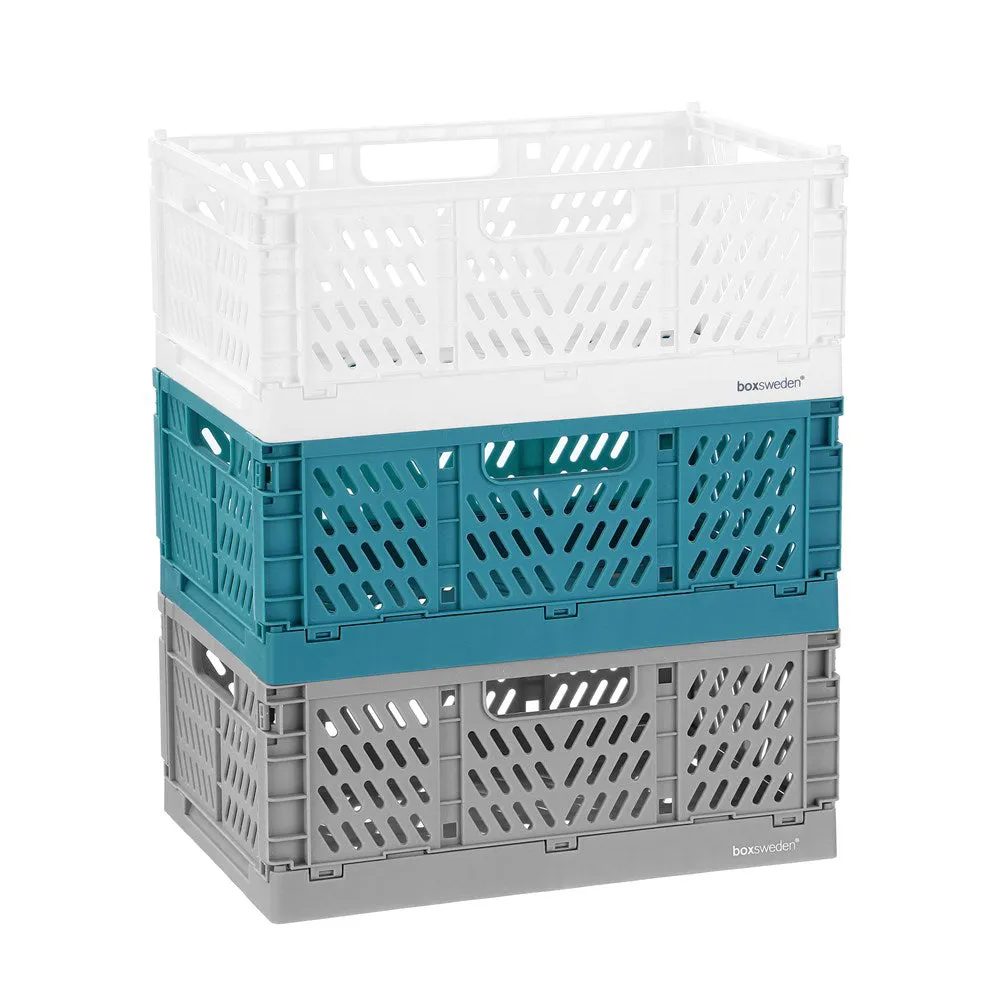 Boxsweden 6.3L FOLDAWAY STORAGE BASKET/ BOX CONTAINER ORGANISATION ASSORTED-GREY 2PC PACK