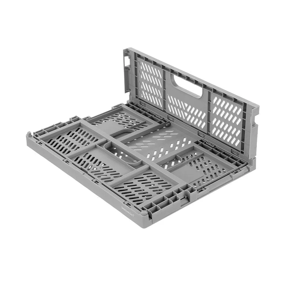 Boxsweden 6.3L FOLDAWAY STORAGE BASKET/ BOX CONTAINER ORGANISATION ASSORTED-GREY 2PC PACK