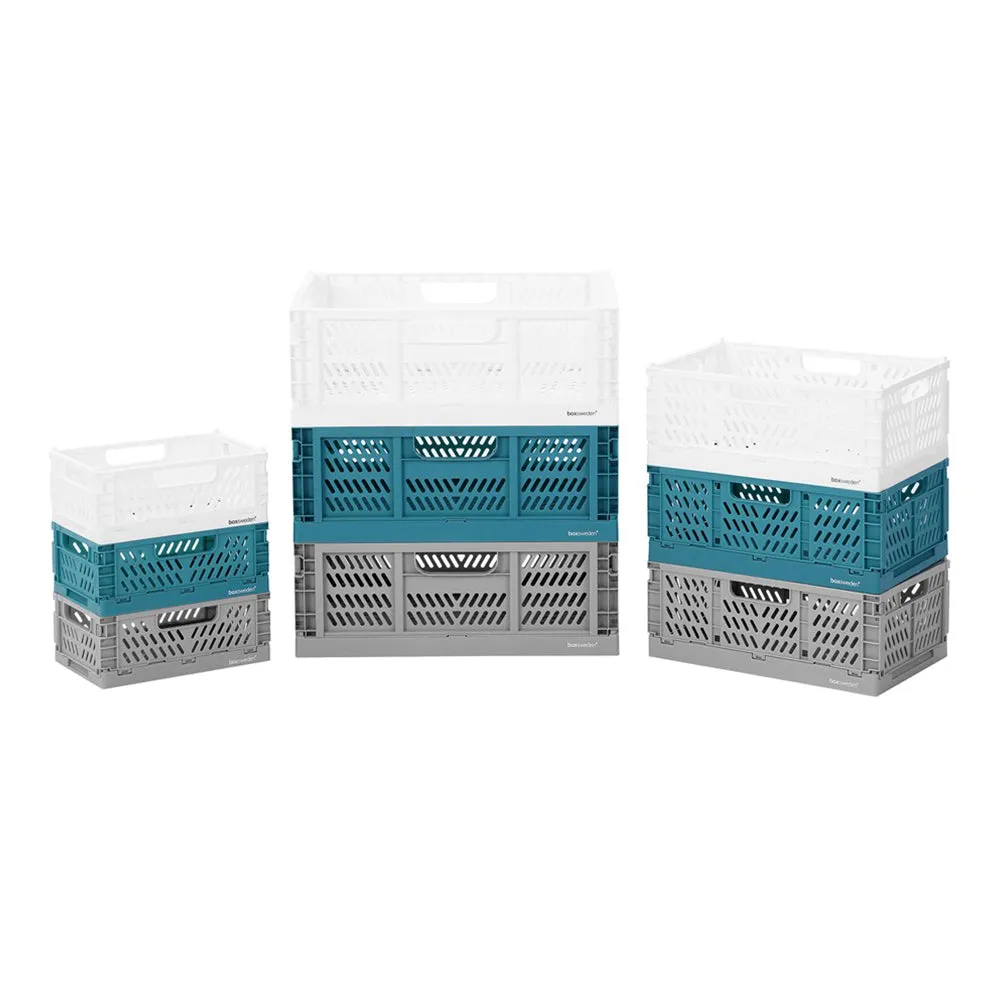 Boxsweden 6.3L FOLDAWAY STORAGE BASKET/ BOX CONTAINER ORGANISATION ASSORTED-GREY 2PC PACK
