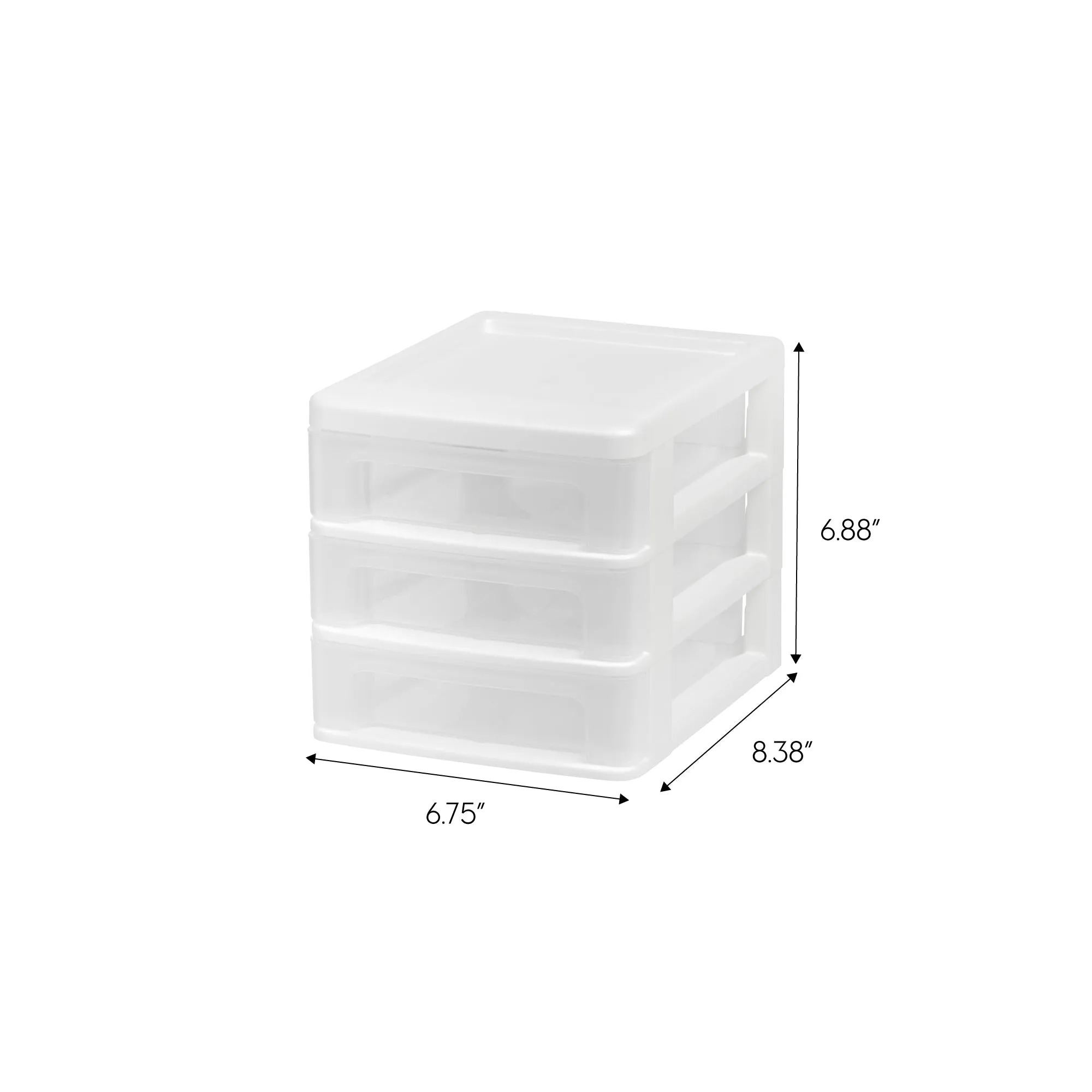 Compact Desktop 3-Drawer System, 4 Pack, White