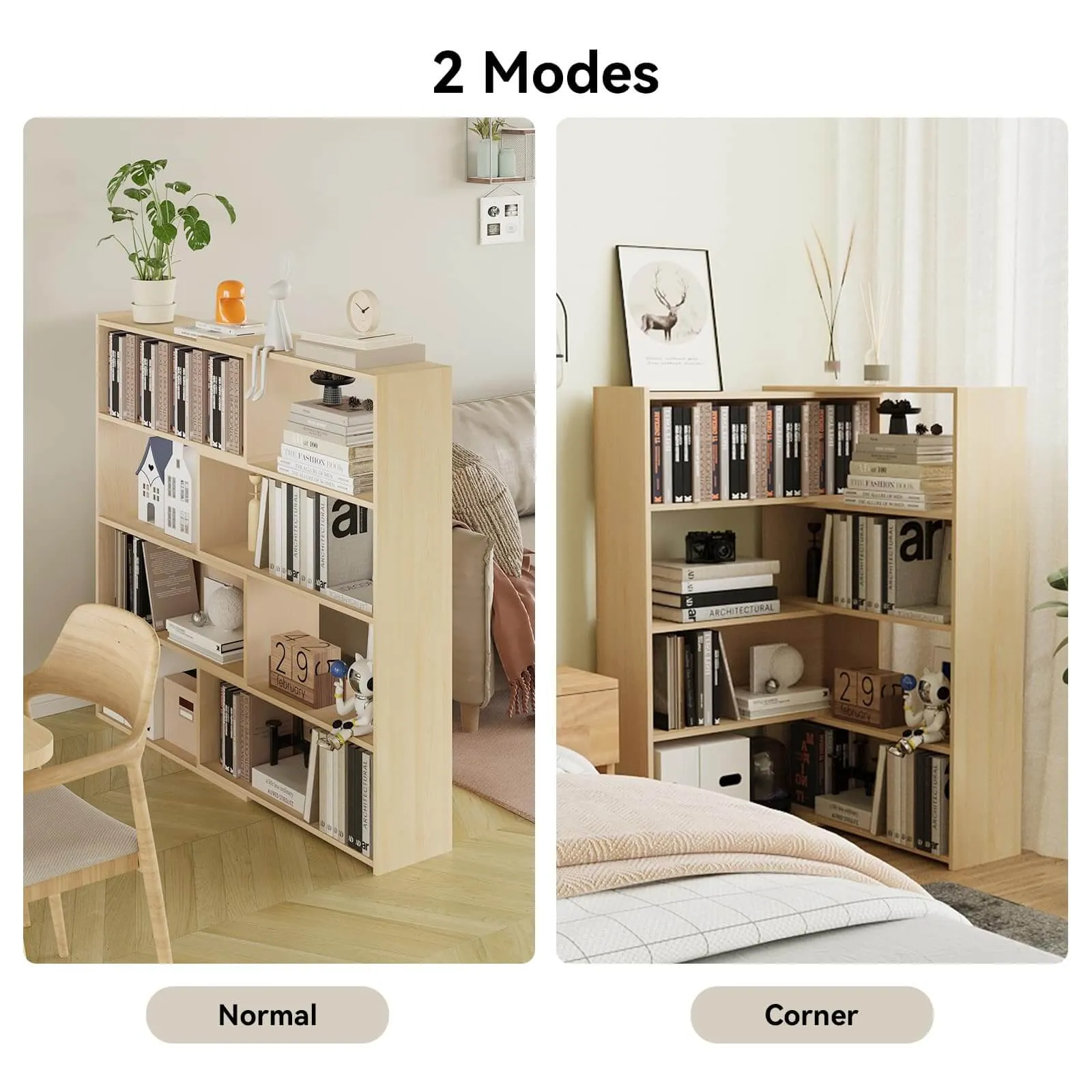 Corner Bookcase Shelf Cube Bookshelf with 4-Tier Adjustable Shelves IF047