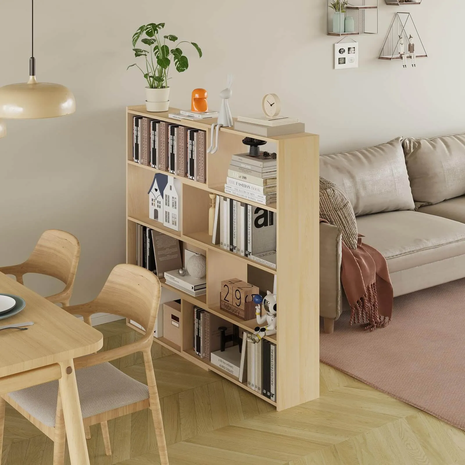 Corner Bookcase Shelf Cube Bookshelf with 4-Tier Adjustable Shelves IF047