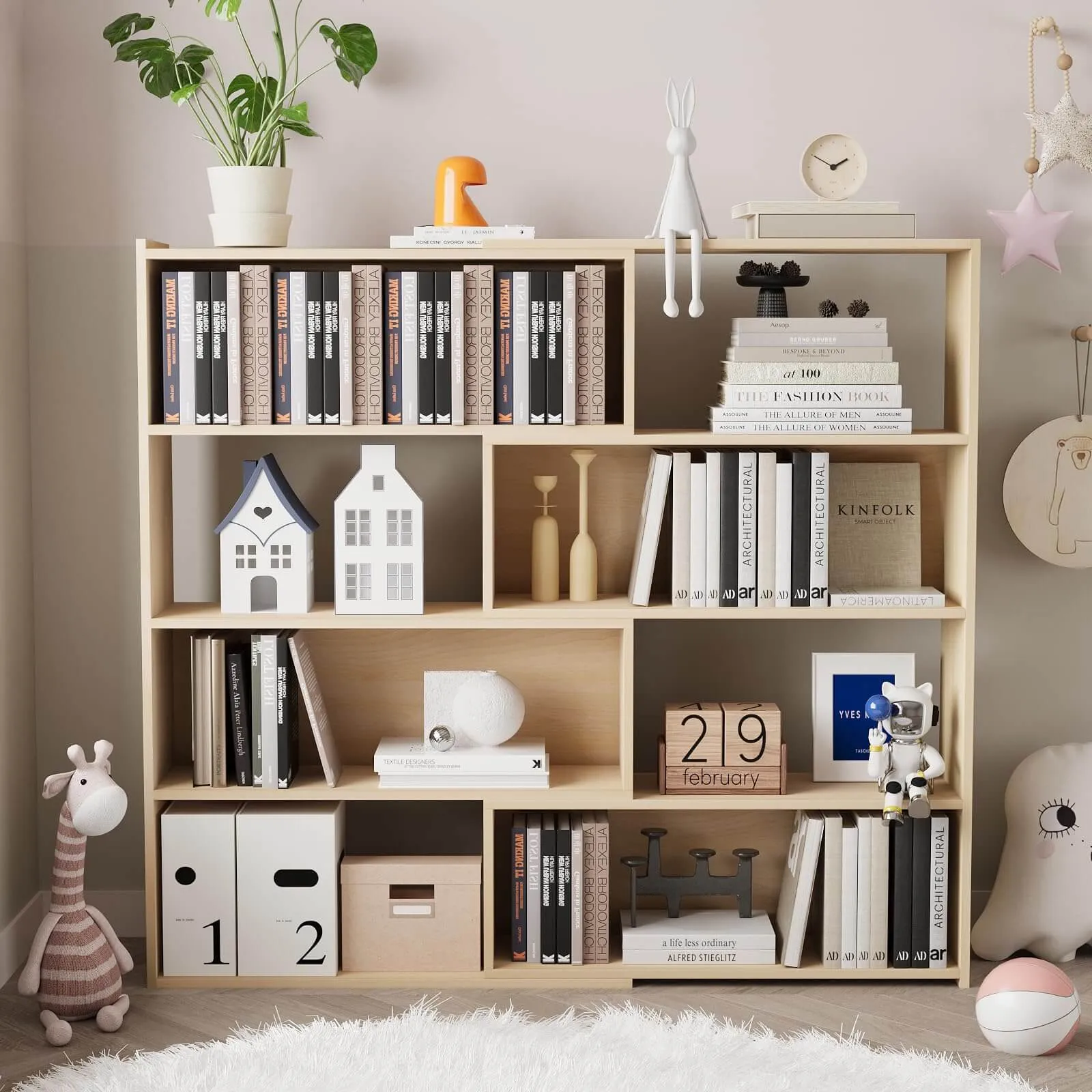 Corner Bookcase Shelf Cube Bookshelf with 4-Tier Adjustable Shelves IF047