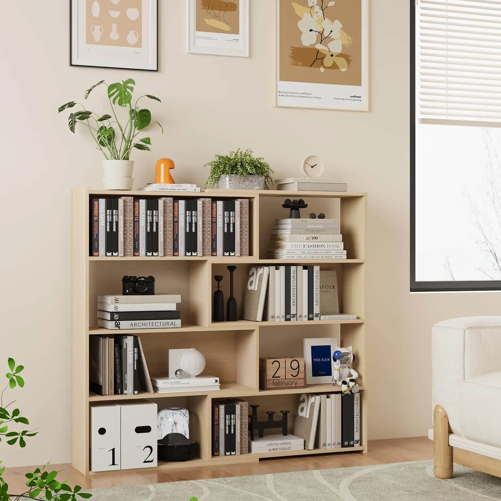Corner Bookcase Shelf Cube Bookshelf with 4-Tier Adjustable Shelves IF047